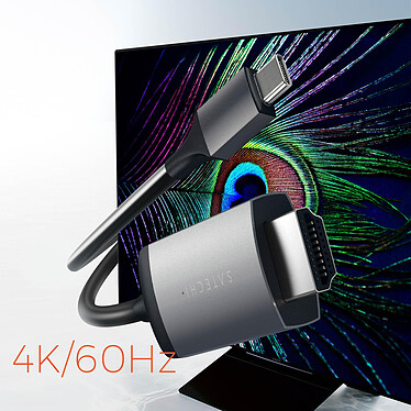 Avis Satechi Câble USB C vers HDMI Résolution 4K 60Hz Longueur 175cm Gris sidéral