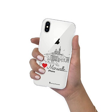 LaCoqueFrançaise Coque iPhone X/Xs silicone transparente Motif J'aime Marseille ultra resistant pas cher