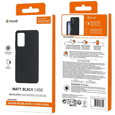 Avis Muvit Coque pour Xiaomi Redmi Note 11 Pro 4G/5G RECYCLETEK SOFT Noir