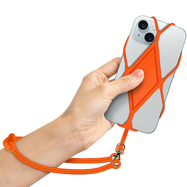 Avizar Cordon Smartphone avec Étui Silicone Flexible Universel 35cm  Orange