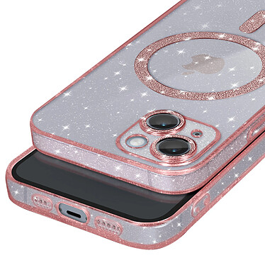 Avis Avizar Coque MagSafe pour iPhone 14 Silicone Pailleté Rose Champagne