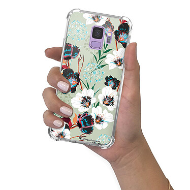 LaCoqueFrançaise Coque Samsung Galaxy S9 anti-choc souple angles renforcés transparente Motif Fleurs vert d'eau pas cher
