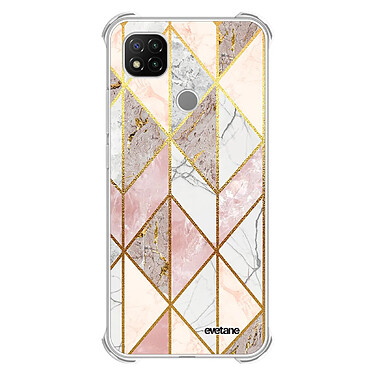 Evetane Coque Xiaomi Redmi 9C anti-choc souple angles renforcés transparente Motif Marbre Rose Losange