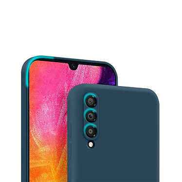 Evetane Coque Samsung Galaxy A50 Silicone liquide Bleu Marine + 2 Vitres en Verre trempe Protection ecran Antichocs pas cher