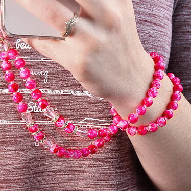 Acheter Avizar Bijou de Téléphone Bracelet à Perle Marbre 80cm Collection Marble Rouge