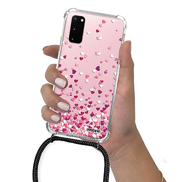 Evetane Coque cordon Samsung Galaxy S20 Dessin Confettis De Coeur pas cher