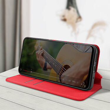 Avis Avizar Étui pour Xiaomi Redmi 12 Porte-carte Support Vidéo Clapet Magnétique  Rouge