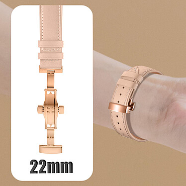 Avizar Bracelet pour Galaxy Watch 5 / 5 Pro / 4 Cuir véritable Boucle Papillon  rose pas cher