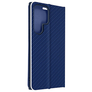 Avizar Étui pour Samsung Galaxy S23 Ultra avec Porte-carte Design Carbone  Bleu nuit et Argent