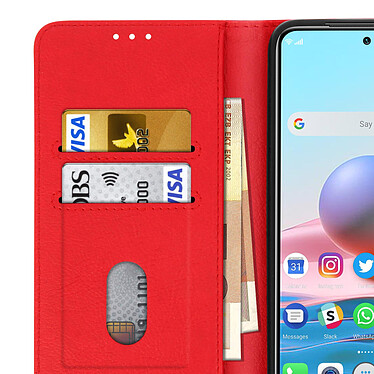 Avizar Étui Xiaomi Redmi Note 10 / 10s Protection Porte-carte Fonction Support rouge pas cher