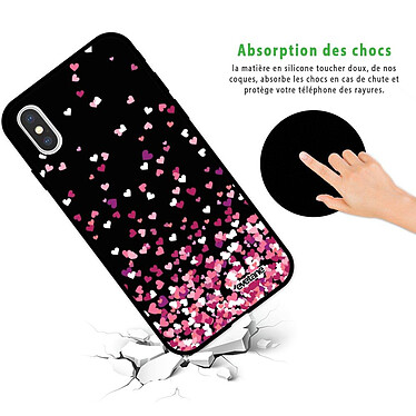 Avis Evetane Coque iPhone X/ Xs Silicone Liquide Douce noir Confettis De Coeur