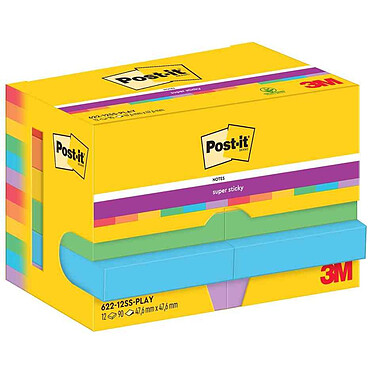 POST-IT Bloc-note adhésif Super Sticky Notes, 47,6 x 47,6 mm 6 couleurs