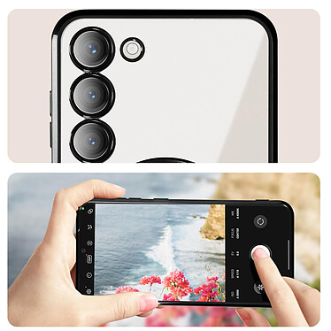 Avizar Coque MagSafe pour Samsung S23 Plus silicone protection caméra Transparent / Noir pas cher
