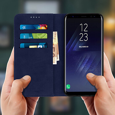 Avis Avizar Housse Galaxy S8 Étui Porte-cartes Fonction Support Coque Silicone Gel bleu nuit