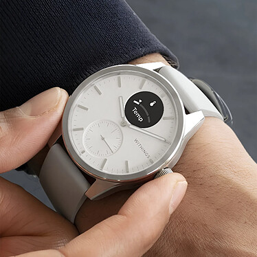 Withings Montre Connectée Hybride 42mm Suivi ECG Autonomie 30 jours ScanWatch 2 Blanc pas cher