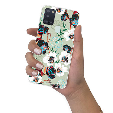 LaCoqueFrançaise Coque Samsung Galaxy A21S 360 intégrale transparente Motif Fleurs vert d'eau Tendance pas cher