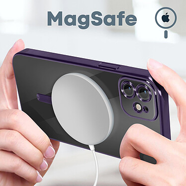 Avis Avizar Coque MagSafe pour iPhone 12 Silicone Protection Caméra  Contour Chromé Violet