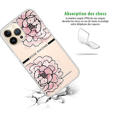 Avis LaCoqueFrançaise Coque iPhone 13 Pro silicone transparente Motif Rose Pivoine ultra resistant