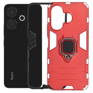 Avizar Coque pour Xiaomi Redmi 13 Anneau Support Antichoc Rouge pas cher