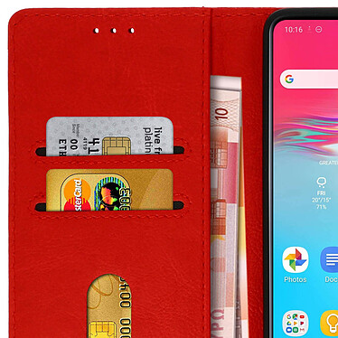 Avizar Étui Samsung Galaxy A71 Housse Intégrale Porte-cartes Fonction Support rouge pas cher