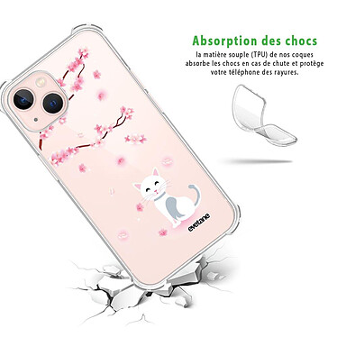 Avis Evetane Coque iPhone 13 anti-choc souple angles renforcés transparente Motif Chat et Fleurs
