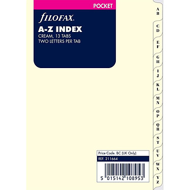 FILOFAX Recharge index alphabétique format Pocket Crème