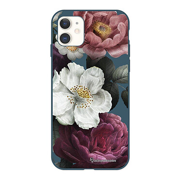 LaCoqueFrançaise Coque iPhone 11 Silicone Liquide Douce bleu nuit Fleurs roses