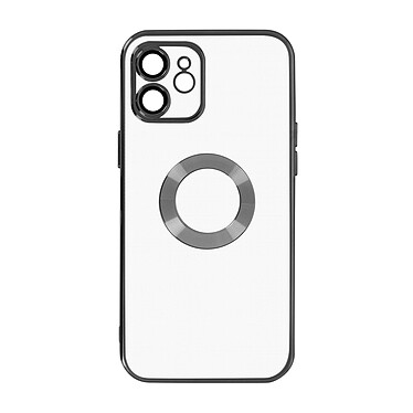 Avizar Coque iPhone 12 Silicone Bloc Caméra Couvert  Transparent Contour Noir Chromé