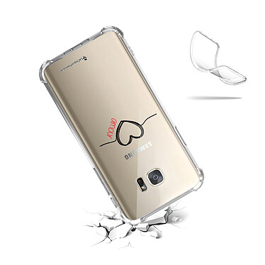 Acheter LaCoqueFrançaise Coque Samsung Galaxy S7 anti-choc souple angles renforcés transparente Motif Coeur Noir Amour