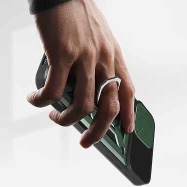 Acheter Avizar Coque Antichoc pour iPhone 15 Pro Max Cache Caméra Coulissant Bague vert foncé