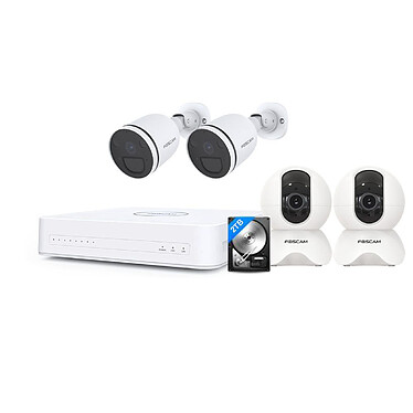 Foscam - Kit vidéosurveillance IP 4 caméras KIT-4-FN8108H-X3-S41-HDD
