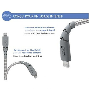 Avis Force Power Câble Ultra-renforcé USB A/Lightning 2.4A Résistant à 50 000 flexions à 180° 2m Gris