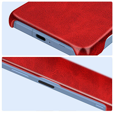 Avizar Coque pour Sony Xperia 5 V Rigide revêtement Simili Cuir  Rouge pas cher