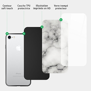 Acheter Evetane Coque iPhone 7/8/ iPhone SE 2020/ 2022 Coque Soft Touch Glossy Marbre blanc Design
