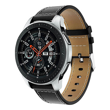 Avizar Bracelet Samsung Galaxy Watch 46 mm cuir véritable lisse - noir