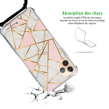 Avis LaCoqueFrançaise Coque cordon iPhone 11 Pro Max Dessin Marbre Rose