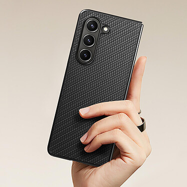 Avizar Coque pour Samsung Galaxy Z Fold 5 Style Carbone Conception 2 parties  Noir pas cher