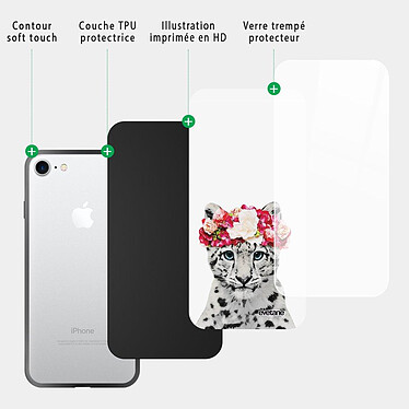 Acheter Evetane Coque iPhone 7/8/ iPhone SE 2020/ 2022 Coque Soft Touch Glossy Leopard Couronne Design