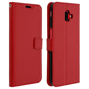 Avizar Etui folio Rouge Vintage pour Samsung Galaxy J6 Plus