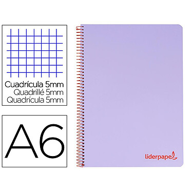 LIDERPAPEL Cahier spirale a6 micro wonder 240 pages 90g 5x5mm 4 bandes couleurs violet