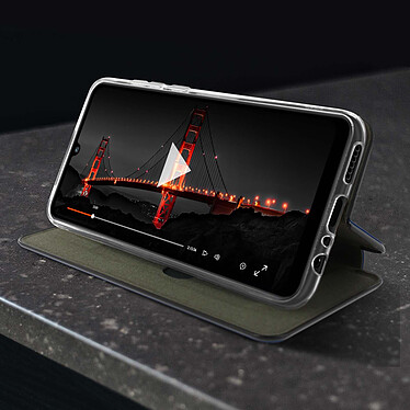 Acheter Avizar Étui Huawei Y6p Simili-Cuir Texturé Clapet Porte-carte Support Vidéo bleu nuit