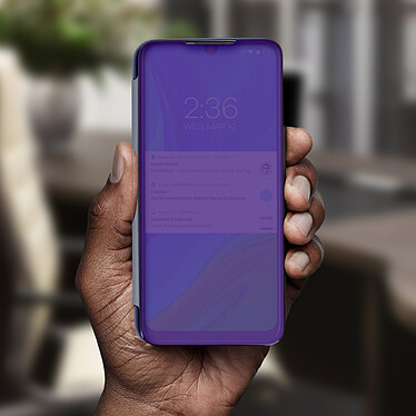 Acheter Avizar Housse Huawei P smart 2020 Clapet translucide Design Miroir Support Vidéo violet