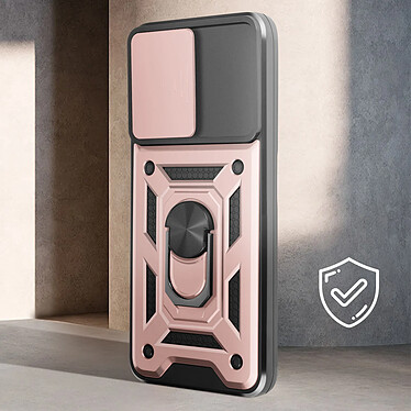 Avis Avizar Coque pour Oppo A58 Bague Support Cache caméra coulissant Rose Champagne