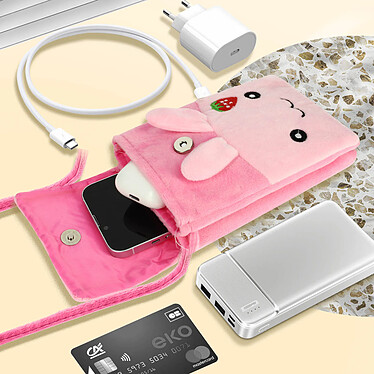 Acheter Avizar Pochette Bandoulière pour Smartphone en Tissu Design Lapin Dormant  Rose