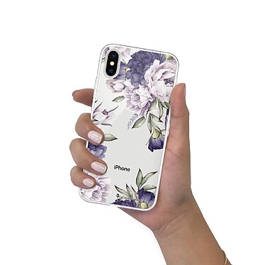 LaCoqueFrançaise Coque iPhone X/Xs silicone transparente Motif Pivoines Violettes ultra resistant pas cher