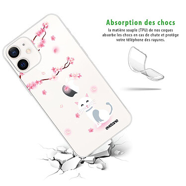 Avis Evetane Coque iPhone 12 mini silicone transparente Motif Chat et Fleurs ultra resistant