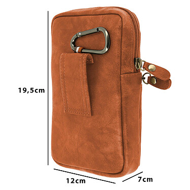 Acheter Avizar Sacoche de ceinture smartphone étui zippé aspect cuir + mousqueton - Marron