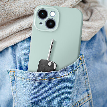 Avizar Coque Silicone pour iPhone 15 Caméra Protégée Doux au Toucher  Vert Menthe pas cher