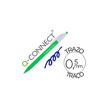Q-CONNECT Stylo-bille biodegradable vert écriture moyene 0.5mm encre classique rétractable couleur bleu x 12