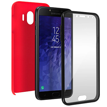 Avizar Coque Galaxy J4 Protection Silicone + Arrière Polycarbonate - rouge